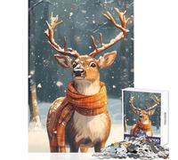 Jigsaw Puzzles for Adults1000 Pieces Deer in Winter Wonderland Anti-Stress Toys Great Gift for Educational Game Wishlist with Santa Claus Size 50x75cm