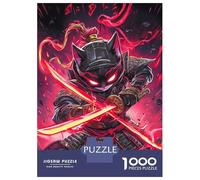 Jigsaw Puzzles for Adults1000 Pieces Devon Rex Cat Samurai Warrior Animal Jigsaw for Adults Family Game Precision Cutting Unique Birthday And Xmas Gifts 70x50cm/1000pcs