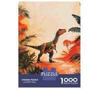 Jigsaw Puzzles for Adults1000 Pieces Dinosaur in Jungle Illustration Adult Puzzles Fun Games Difficult Challenge Fun at Home Activities, 70x50cm/1000pcs
