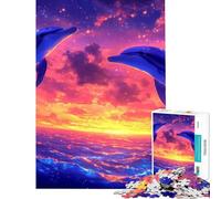 Jigsaw Puzzles for Adults1000 Pieces Dolphins Sunset Leap for Birthday, Chrismas Home Decoration Toy Wall Decor for Ages 14 And over (38x52cm)