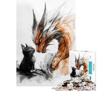 Jigsaw Puzzles for Adults1000 Pieces Dragon And Kitten Fun at Home Activities, Birthday Present Relaxing Games for 14+ Puzzle Game Offered (50x75cm)