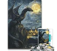 Jigsaw Puzzles for Adults1000 Pieces Dragon Under The Moon Toy Intellectual Game Birthday Present Birthday Gifts 38x52cm(1000pcs)