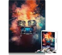 Jigsaw Puzzles for Adults1000 Pieces Drums Fly Smoke Colorful Soothing Relaxing Leisure Time Accurate Interlock Precision Toy Size 38x26cm