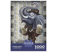 Jigsaw Puzzles for Adults1000 Pieces Elephant Enjoy Craft Beer Jigsaw for Adults Family Game Wall Decoration Challenging Game Gifts 38x26cm/1000pcs
