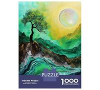 Jigsaw Puzzles for Adults1000 Pieces Emerald Landscape with Tree And Moon Jigsaw for Adults Family Game Wall Decoration Challenging Game Gifts 52x38cm/1000pcs