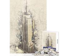 Jigsaw Puzzles for Adults1000 Pieces Empire State Building Impossible Game Perfect Decoration Educational Toy Fun Activities at Home (26X38cm)