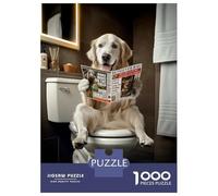 Jigsaw Puzzles for Adults1000 Pieces English Retriever Reading on Toilet Jigsaws for Adults Hands-on Game Enhance Memory Fun Activities at Home 52x38cm/1000pcs