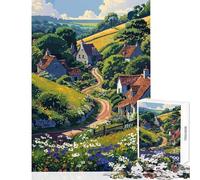 Jigsaw Puzzles for Adults1000 Pieces Fairytale Town Pixel Art Shared Joyful Family Experience Wonderful Christmas Surprise Gifts (50x75cm)