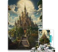 Jigsaw Puzzles for Adults1000 Pieces Fantasy Caste Elven Art Toy Intellectual Game Birthday Present Birthday Gifts 38x26cm(1000pcs)