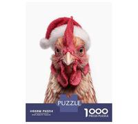Jigsaw Puzzles for Adults1000 Pieces Festive Chicken with Santa Hat Adult Puzzles Fun Games Difficult Challenge Fun at Home Activities, 52x38cm/1000pcs