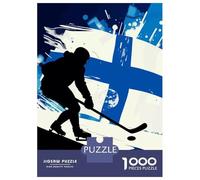 Jigsaw Puzzles for Adults1000 Pieces Finnish Hockey Player Silhouette Adult Puzzles Hands-on Game Perfect Decoration Fun Activities at Home 38x26cm/1000pcs