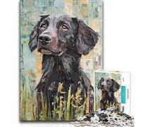 Jigsaw Puzzles for Adults1000 Pieces Flat-Coated Retriever Paper Collage Toy Intellectual Game Staycation Kill Time Great Gift (size 38x26cm)