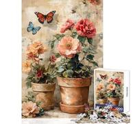 Jigsaw Puzzles for Adults1000 Pieces Floral Still Life with Butterflies Practical Game Hand Speed Race Educational Toy for Is Ideal As A Gifts (38X52CM)