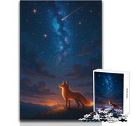 Jigsaw Puzzles for Adults1000 Pieces Fox Gazing at The Night Sky Soothing Relaxing Leisure Time Accurate Interlock Precision Toy Size 38x52cm