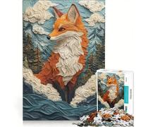 Jigsaw Puzzles for Adults1000 Pieces Fox in A Whimsical Landscape, Practical Game, Decompressing Intellectual, Birthday Present,Travel Gifts, 50X75CM