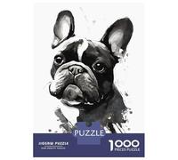 Jigsaw Puzzles for Adults1000 Pieces French Bulldog Black Ink Adult Puzzles Fun Games Difficult Challenge Fun at Home Activities, 52x38cm/1000pcs