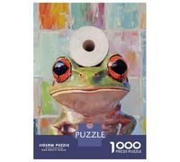 Jigsaw Puzzles for Adults1000 Pieces Frog with Toilet Paper Puzzle for Adults Brain Teaser Game A Work of Art Fun Activities at Home 38x26cm/1000pcs
