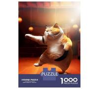 Jigsaw Puzzles for Adults1000 Pieces Funny Cat Training Karate Puzzle for Adults Brain Teaser Game A Work of Art Fun Activities at Home 52x38cm/1000pcs