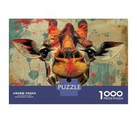 Jigsaw Puzzles for Adults1000 Pieces Funny Colorful Giraffe Art Adult Jigsaw Puzzle Fun Games Hand Speed Race Challenging Game Gifts 70x50cm/1000pcs