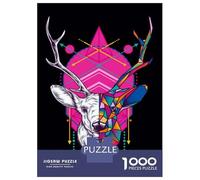 Jigsaw Puzzles for Adults1000 Pieces Geometric Deer Head Art Print Adult Jigsaw Puzzle Toy Wall Decor Analysis And Logic Challenging Game Gifts 70x50cm/1000pcs