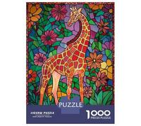 Jigsaw Puzzles for Adults1000 Pieces Giraffe in Floral Mosaic Jigsaws for Adults Hands-on Game Enhance Memory Fun Activities at Home 38x26cm/1000pcs