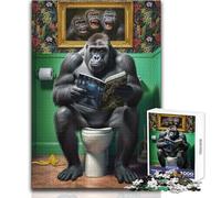Jigsaw Puzzles for Adults1000 Pieces Gorilla on The Toilet Learning Educational Relaxing Games Secret Santa Gifts (size 38x26cm)