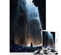 Jigsaw Puzzles for Adults1000 Pieces Gothic Cathedral, Swarm of Bats Toy Wall Decor Gift Birthday Family Game Suitable for Desktop Decoration Size 38x52cm