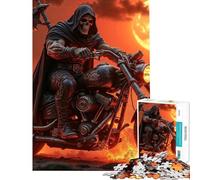 Jigsaw Puzzles for Adults1000 Pieces Grim Reaper on Motorcycle Puzzle for Adults DIY Toys Precision Cutting Unique Birthday And Xmas Gifts (Size 38x26cm)