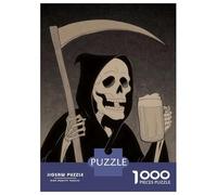 Jigsaw Puzzles for Adults1000 Pieces Grim Reaper with Beer Adult Puzzles Relaxing Games But Fun And Humorous Fun Activities at Home 52x38cm/1000pcs
