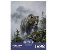 Jigsaw Puzzles for Adults1000 Pieces Grizzly Bear in Misty Mountain Landscape Adult Jigsaw Puzzle Fun Games Hand Speed Race Challenging Game Gifts 38x26cm/1000pcs