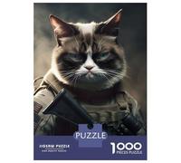 Jigsaw Puzzles for Adults1000 Pieces Grumpy Cat Army Portrait Adult Puzzles Relaxing Games But Fun And Humorous Fun Activities at Home 70x50cm/1000pcs