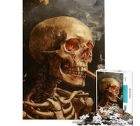 Jigsaw Puzzles for Adults1000 Pieces Head of A Skeleton with A Burning Cigarette Adult Jigsaw Puzzle Family Game Enhance Memory Christmas Birthday Gifts (Size 38x52cm)