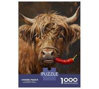 Jigsaw Puzzles for Adults1000 Pieces Highland Cow Red Pepper Puzzle for Adults Brain Teaser Game A Work of Art Fun Activities at Home 38x26cm/1000pcs