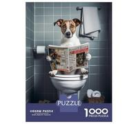 Jigsaw Puzzles for Adults1000 Pieces Jack Russell on The Toilet Puzzle for Adults Brain Teaser Game A Work of Art Fun Activities at Home 70x50cm/1000pcs
