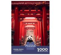 Jigsaw Puzzles for Adults1000 Pieces Japanese Panda Torii Gate Adult Puzzles Relaxing Games But Fun And Humorous Fun Activities at Home 38x26cm/1000pcs