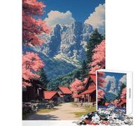 Jigsaw Puzzles for Adults1000 Pieces Japanese Village in Mountains Practical Game Hand Speed Race Educational Toy for Is Ideal As A Gifts (75X50CM)