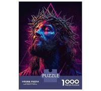 Jigsaw Puzzles for Adults1000 Pieces Jesus Christ Neon Art Jigsaws for Adults Hands-on Game Enhance Memory Fun Activities at Home 38x26cm/1000pcs
