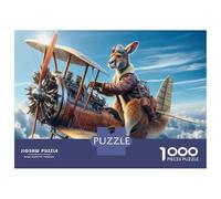 Jigsaw Puzzles for Adults1000 Pieces Kangaroo Pilot in Vintage Airplane Jigsaws for Adults Family Game Analysis And Logic Christmas Birthday Gifts 70x50cm/1000pcs