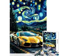 Jigsaw Puzzles for Adults1000 Pieces Lamborghini Reventon Under Starry Night Anti-Stress Toys Gift Birthday Hands-on Game Fun at Home Activities, Size 38x26cm