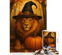 Jigsaw Puzzles for Adults1000 Pieces Lion Witch Pumpkin Autumnal Scene Educational Toy Birthday Gift Fun Games Enhance Love between Couples Size 38x52cm