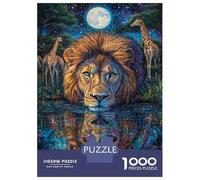 Jigsaw Puzzles for Adults1000 Pieces Lion's Moonlit Reflection Jigsaw for Adults Family Game Wall Decoration Challenging Game Gifts 70x50cm/1000pcs