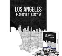 Jigsaw Puzzles for Adults1000 Pieces Los Angeles City Map Shared Joyful Family Experience Wonderful Christmas Surprise Gifts (38x26cm)