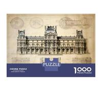 Jigsaw Puzzles for Adults1000 Pieces Louvre Museum Architecture Blueprint Teenager Puzzles Relax Games A Work of Art Unique Birthday And Xmas Gifts 38x26cm/1000pcs