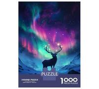 Jigsaw Puzzles for Adults1000 Pieces Magical Aurora Deer Nature Jigsaws for Adults Hands-on Game Enhance Memory Fun Activities at Home 52x38cm/1000pcs