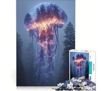 Jigsaw Puzzles for Adults1000 Pieces Majestic Forest Jellyfish Practical Game Decompressing Intellectual Birthday Present,Travel Gifts 38x52cm