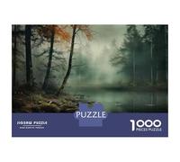 Jigsaw Puzzles for Adults1000 Pieces Misty Forest Lake Scene Teenager Puzzles Relax Games A Work of Art Unique Birthday And Xmas Gifts 38x26cm/1000pcs