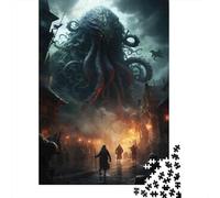 Jigsaw Puzzles for Adults1000 Pieces Monster Attacks Medieval Town Adult Jigsaw Puzzle Fun Games Hand Speed Race Challenging Game Gifts 52x38cm/1000pcs