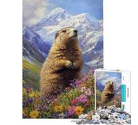 Jigsaw Puzzles for Adults1000 Pieces Mountain Marmot's Gaze Jigsaw Puzzles 1000 Home Decoration Toys Gifts for Women Men But Fun And Humorous (Size 38x26cm)