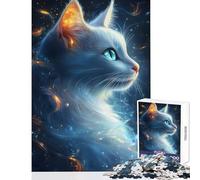 Jigsaw Puzzles for Adults1000 Pieces Mystical White Cat Shared Joyful Family Experience Wonderful Christmas Surprise Gifts (38x52cm)