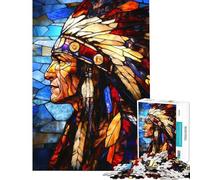 Jigsaw Puzzles for Adults1000 Pieces Native American Stained Glass Difficult And Challenge Difficult Hard Fun Games for And from 14 Years And over (38x52cm)